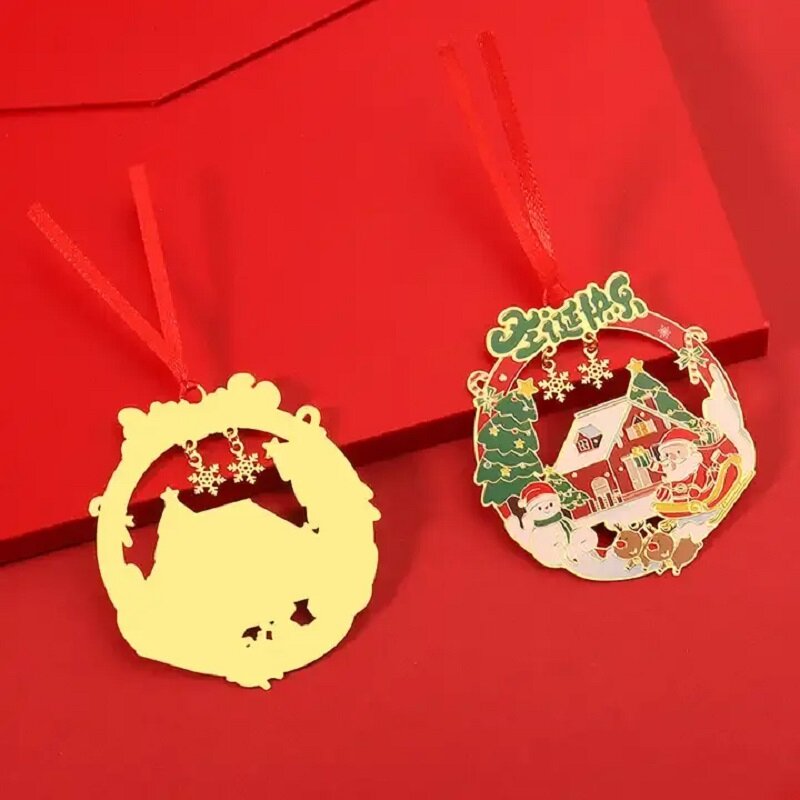 Marcapáginas de Metal religioso de 0,6mm, marcapáginas de hojas de flores de Metal DIY, marcapáginas de Anime japonés de Navidad