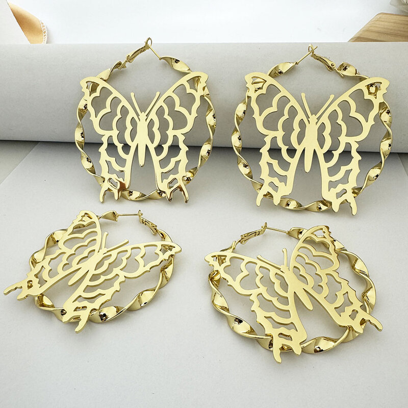 2024 New 20-100mm Custom Hoop Earrings Customize Butterfly Earrings Twist Hoop Earrings Personality Earrings WithHiphop Sexy