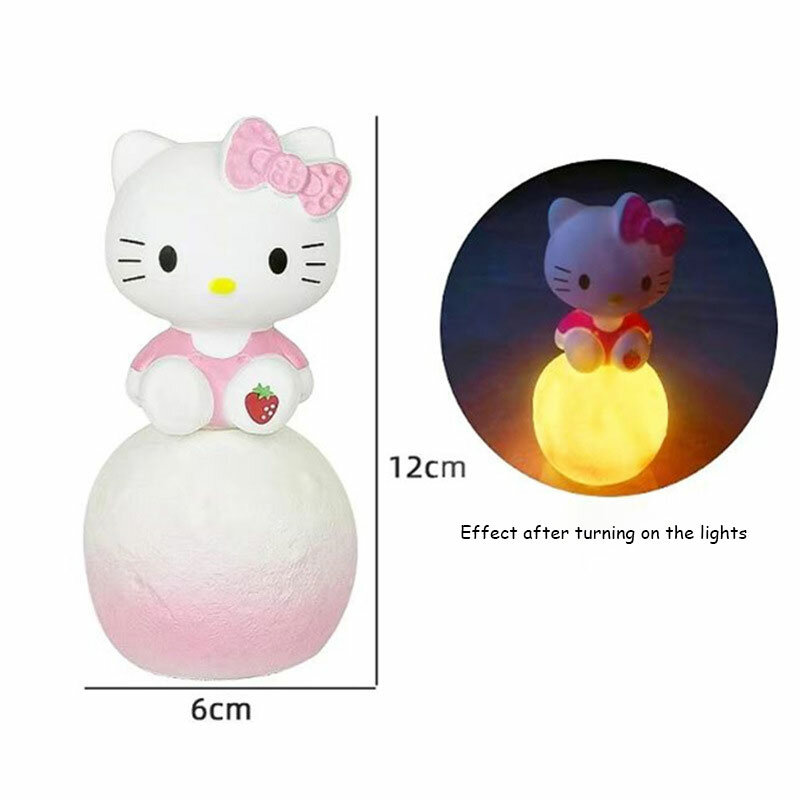 Sanrio Hello Kitty Kuromi Cinnamoroll lampu malam bersinar mainan anak-anak lampu samping tempat tidur Anime Kawaii lucu hadiah anak-anak hadiah