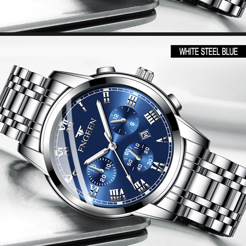 สแตนเลสนาฬิกาผู้ชายแฟชั่นสุดหรูรอบควอตซ์นาฬิกาข้อมือทองสีฟ้า Parejas Regalos ผู้หญิงลำลองนาฬิกาใหม่