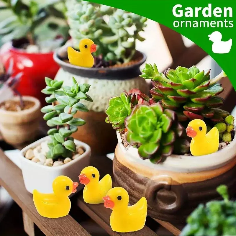 50/100Pcs Resin Mini Duck Miniature Figurines Ornaments Decor Yellow Animal Garden Crafts Tiny Duck Landscape Plants Fairy