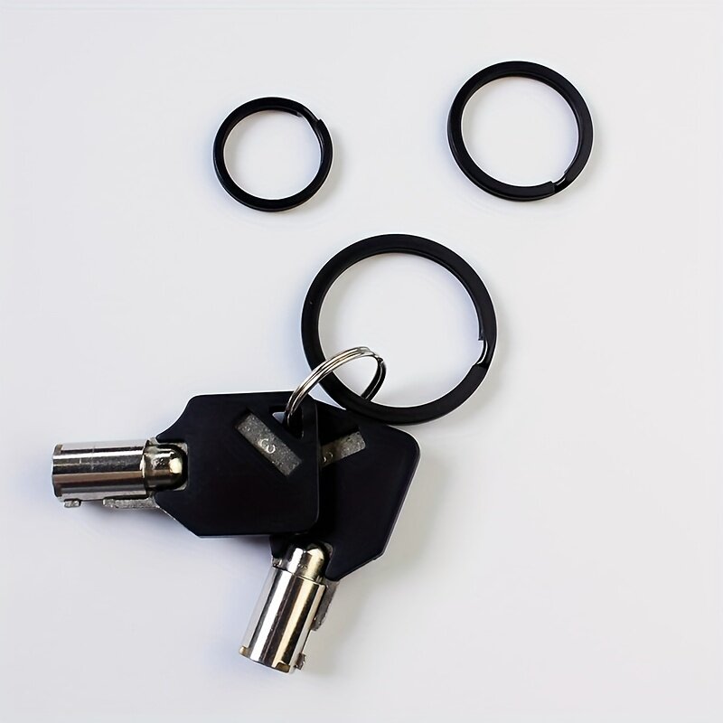 10/20 buah 25mm cincin gantungan kunci terpisah datar logam cincin gantungan kunci untuk rumah mobil anjing Tag kantor tali gantungan kunci tambahan hitam