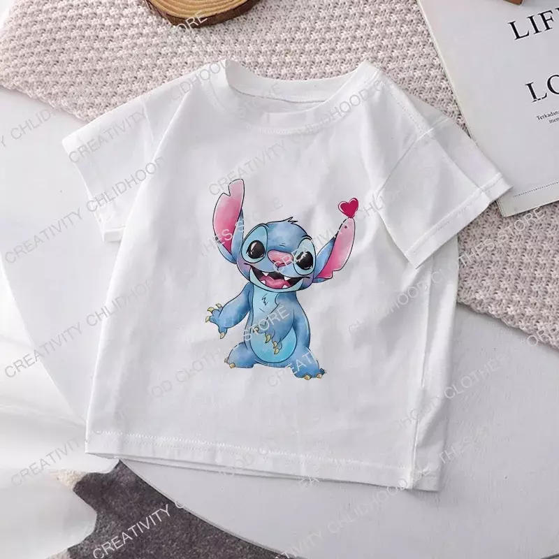 Stitch Children T-shirt Kawaii Kid Tee Shirts Cartoons Anime T Shirt for Girls Boys Clothes Casual Harajuku Fashion Tops