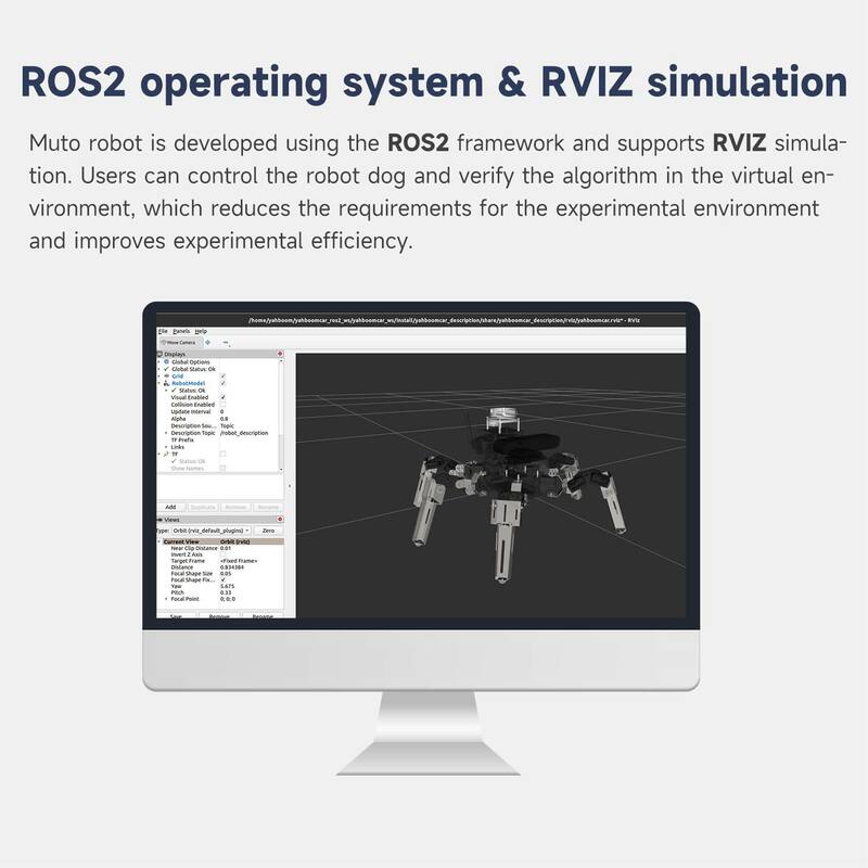 18dof ROS2 Hexapod Robot Spider per Raspberry Pi 4B e Jetson NANO con supporto per fotocamera di profondità Lidar simulazione RVIZ mappatura 3D