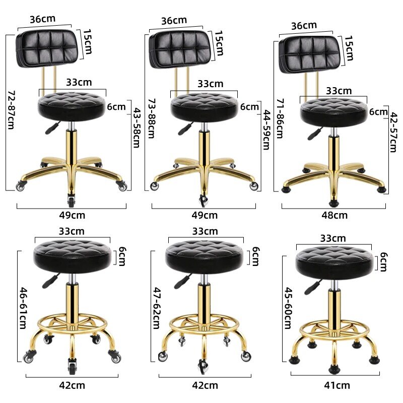 Chaises roulantes rotatives personnalisées pour salon de coiffure professionnel, tabouret de salon de coiffure, piste de beauté, meubles de salon de coiffure