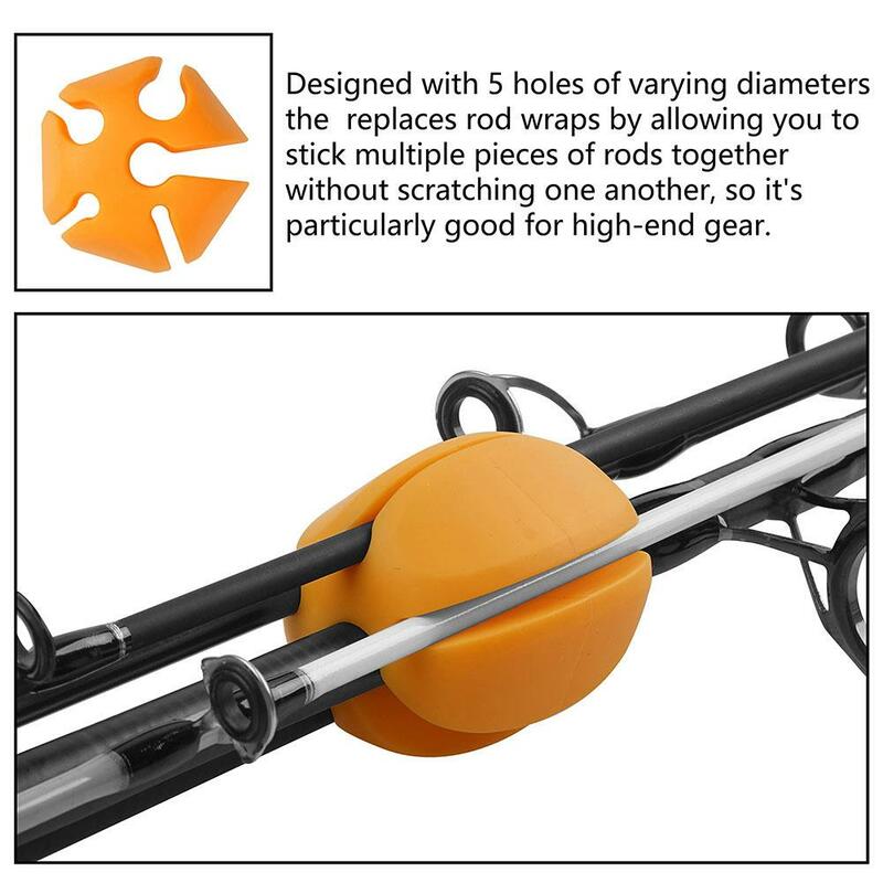 6pcs Silicone Fishing Rod Holder Ball Straps 5 Hole Lightweight Fishing Tackle Ties Organizer Storage Racks Fishing Accessories