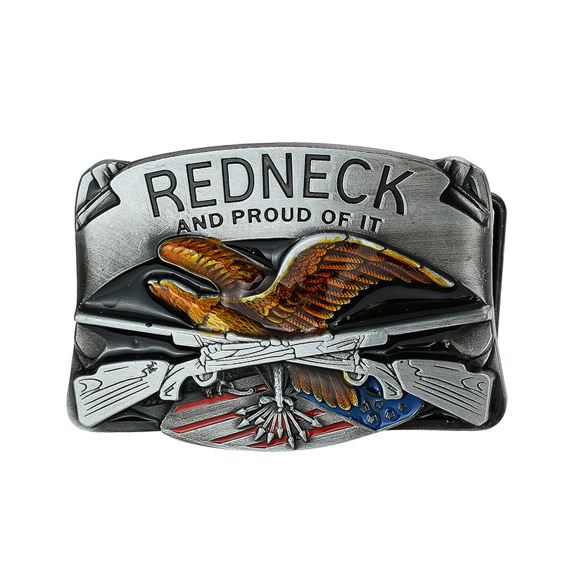 Bandiera americana in rilievo Eagle Shotgun mitragliatrice Redneck in lega di zinco fibbia della cintura Charms Western Cowboy cintura chiusura accessorio Jeans