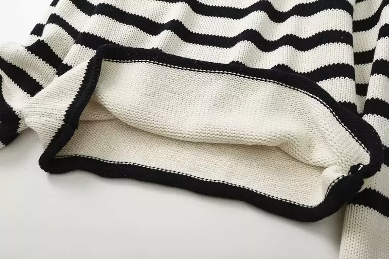 여성용 스트라이프 절묘한 어깨 단추 장식 니트 스웨터, 레트로 O넥 긴팔 시크 탑, 2023 신상 패션