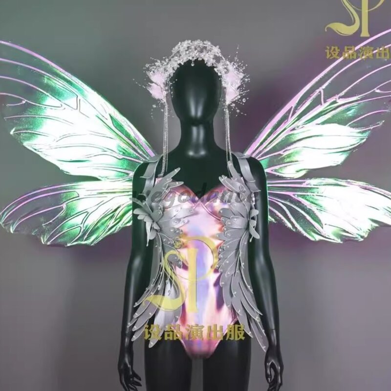 Show biznesowe mała pszczółka olśniewające skrzydła motyla pokaz otwarcia baru kostium taneczny Gogo