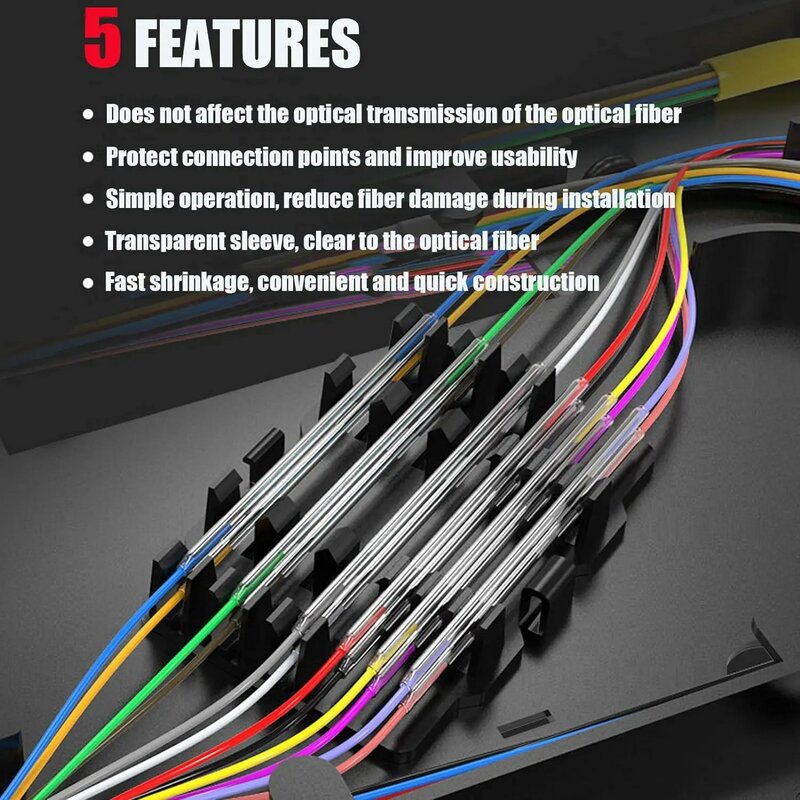 WoeoW Heat Shrinkable Tubing Fiber Optical Cable 60mm Dia Fusion Splice Protection Sleeve Heat Shrink Tube Fiber Optic Hot Melt
