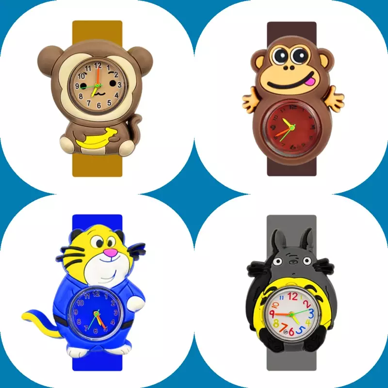 Dobrej jakości tanie zegarek dla dzieci dziecko prezent na Boże Narodzenie 3D kreskówka zegarki dla dzieci zwierząt dla chłopców zegarek klapsa bransoletka