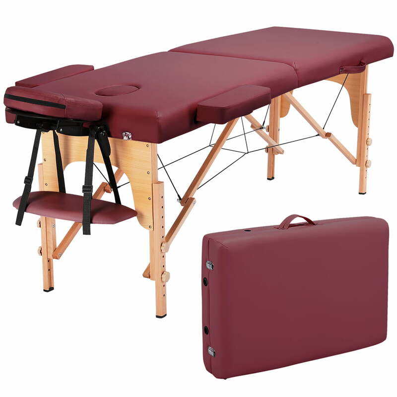 Lettino da massaggio portatile in legno a 2 pieghe per trattamenti Spa e tatuaggi, 84"