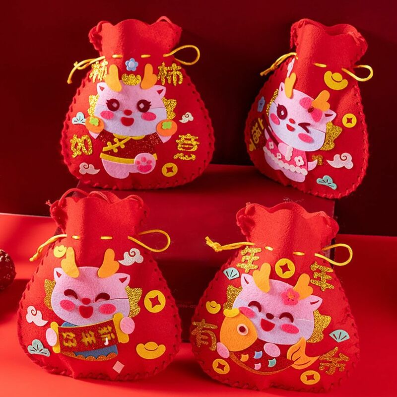 중국 스타일 축복 가방, 안전한 재료 패키지, 수제 DIY 럭키 백, 크로스 바디 백 지갑, 새해 가방