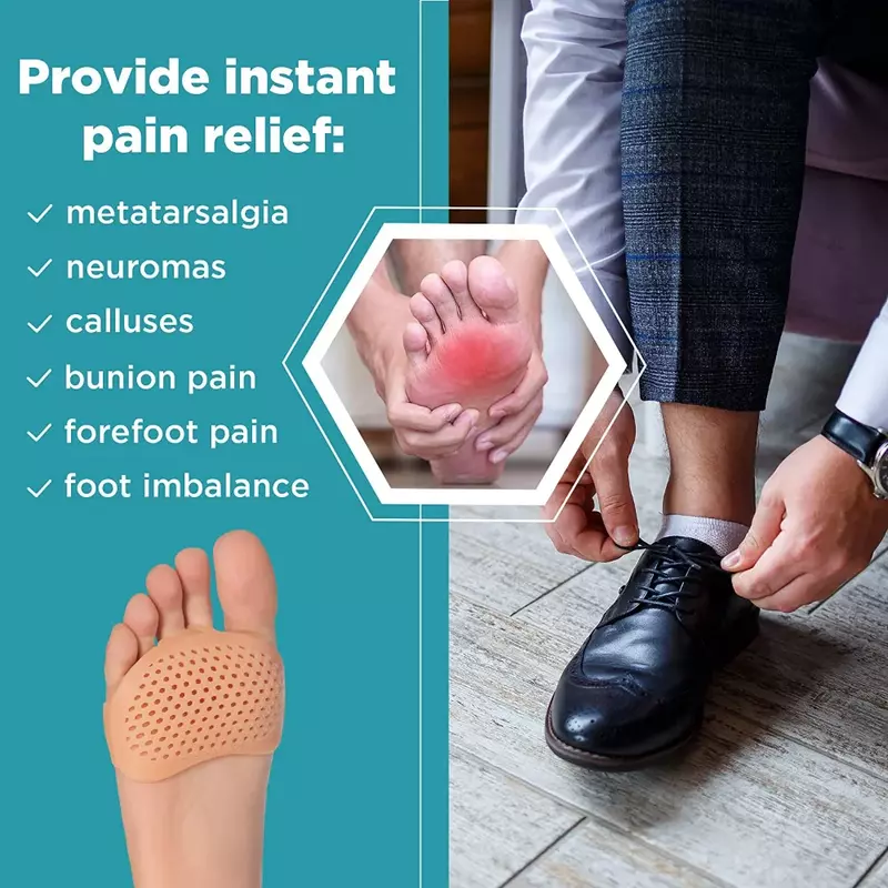 Silicone Toe Separator for Metatarsal, Toe Separator, Pain Relief, Orthotics Foot Pads, Palmilhas de massagem, Meias antepé, Foot Care Tool, 2pcs