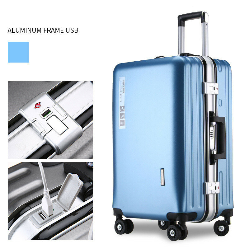 Новый кожаный чемодан GL на колесиках для студентов, корейский вариант чемоданов, мужской чемодан с алюминиевой рамкой