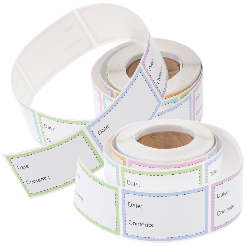 2 rollos de etiquetas adhesivas de identificación de archivos, etiquetas de papel para oficina, etiquetas para alimentos