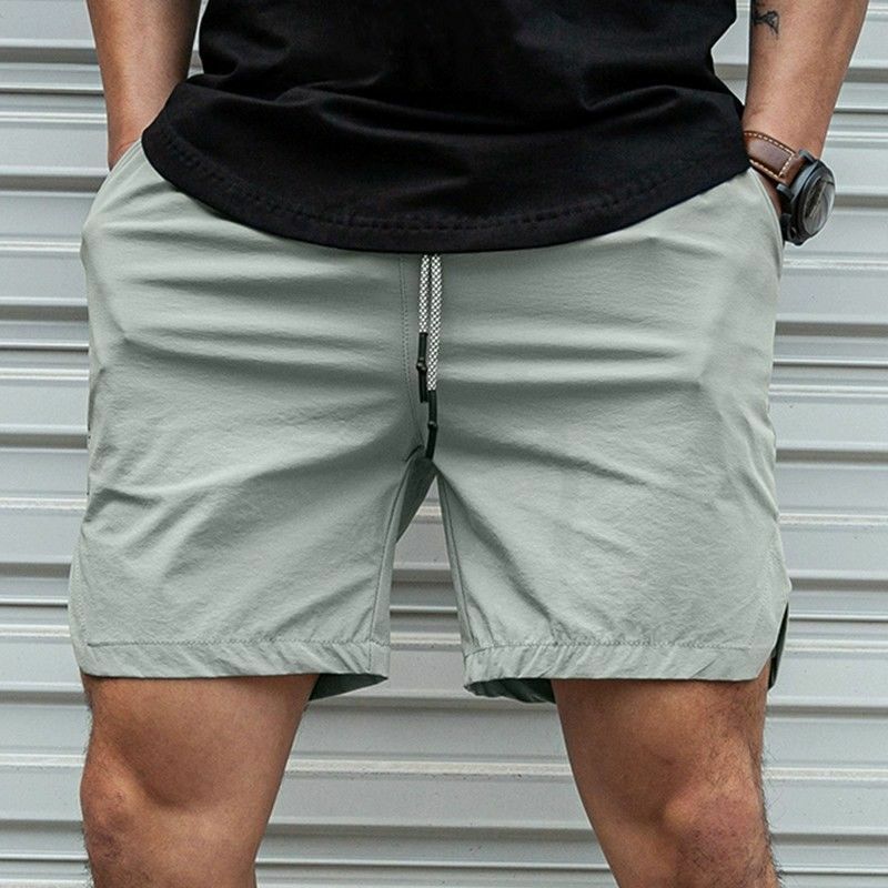 Шорты мужские повседневные с карманами, модные эластичные свободные Универсальные однотонные штаны с надписью, лето 2024