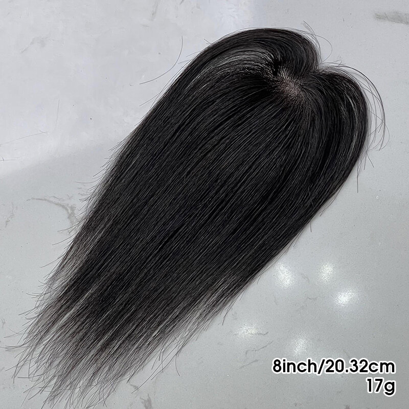 Topper real do cabelo humano para mulheres, toppers do cabelo com nenhuns Bangs, diluindo partes do cabelo, 8"