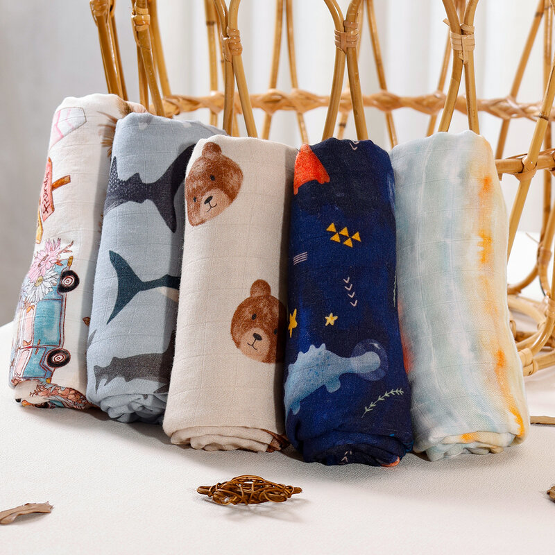 Kangobaby-Premier بطانية قماط قطنية من الخيزران للأطفال ، لف لحديثي الولادة ، منشفة حمام للرضع ، تنفس ، حياتي الناعمة ، 120x110cm