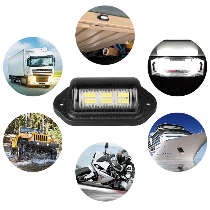 Lumière de plaque de planificateur de voiture, camion, SUV, remorque, étiquette, échelle, ampoule blanche, signal lumineux, 6LED, 12-24V, 1,2 pièces