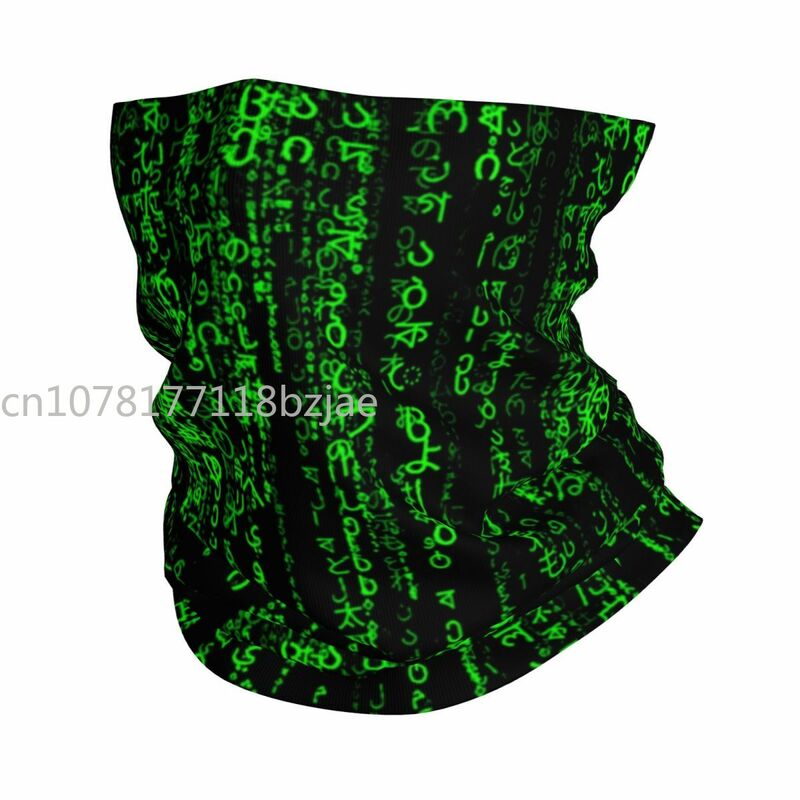 Matrix Green Code Secret Bandana Neck Gaiter, syal penutup leher untuk berburu Ski, selendang Hacker Coding Balaclava penghangat