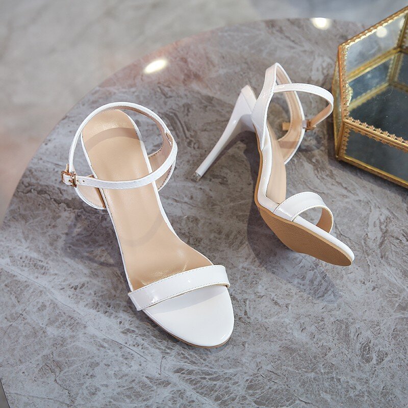 Zapatos de tacón alto para mujer, zapatillas de tacón de aguja de PU de Color sólido, Punta puntiaguda, zapatos individuales ultraaltos, 2024