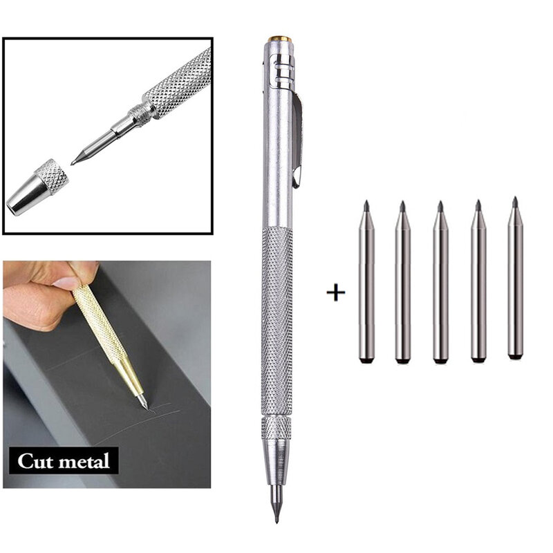 6pcs Scriber Pen With Replacement Carbide Tip Kits Hot Sale Tungsten Carbide Tip Scriber Engraving Pen Marking Tip For Glass Cer