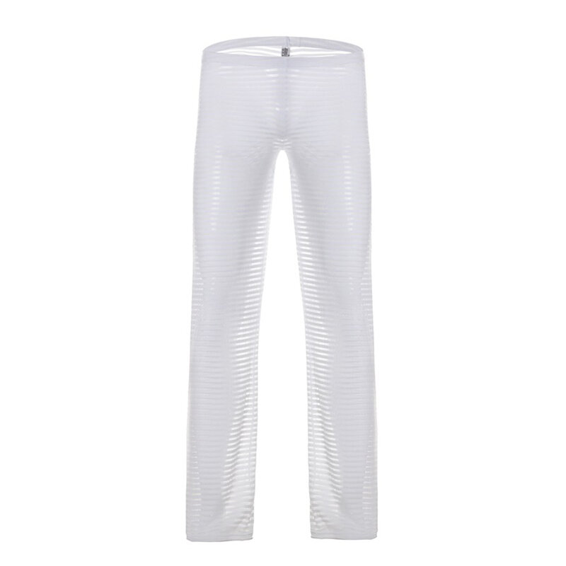 Calça de pijama listrado respirável masculina, calça universal para ver através, soft homewear, acessórios elegantes, M para XL