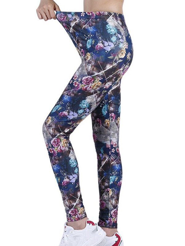 CUHAKCI-Leggings Stretch com estampa floral feminina, calça lápis skinny Adventure, Fitness, macia, treino, esportista