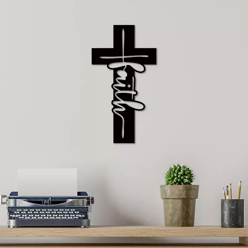 Art mural religieux de Jésus en métal, croix de foi, décor à la maison, art chrétien en fer, cadeau religieux, décoration murale