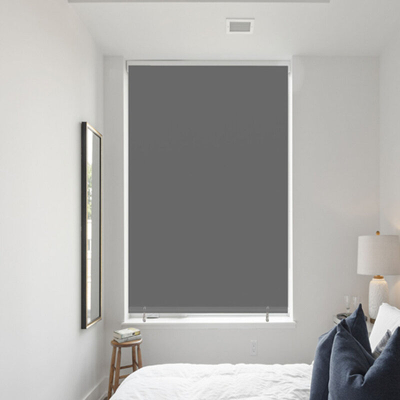 リビングルーム用のパンチフリーのコードレスウィンドウカーテン、灰色の色合い、絶縁されたプリビンバ、家庭