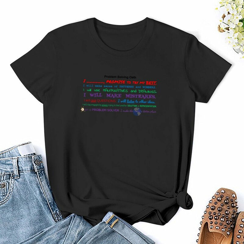 T-shirt con promessa di risoluzione dei problemi magliette carine t-shirt abbigliamento donna