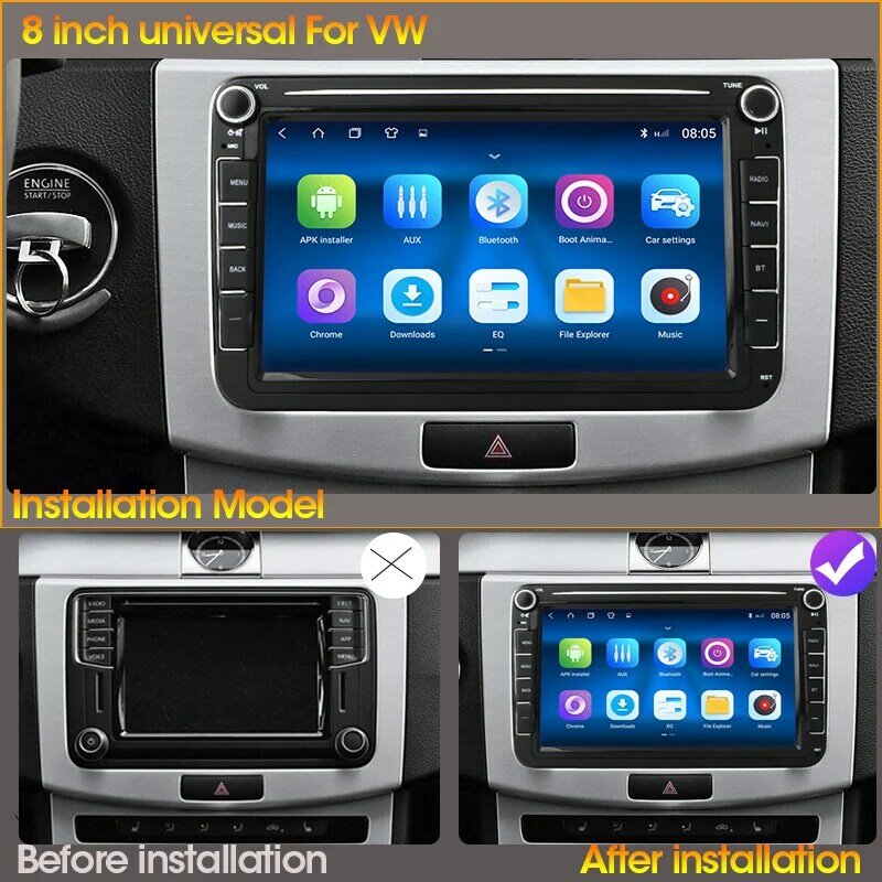 JMCQ-Android 11 Car Radio Multimedia Video Player, estéreo para VW, Volkswagen, golfe, Passat, B7, B6, Skoda, Seat, Octavia, Polo, Tiguan, 2Din