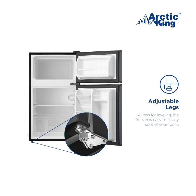 King-Refrigerador compacto de aço inoxidável de duas portas com freezer, E-Star, 3,2 pés, estoque americano