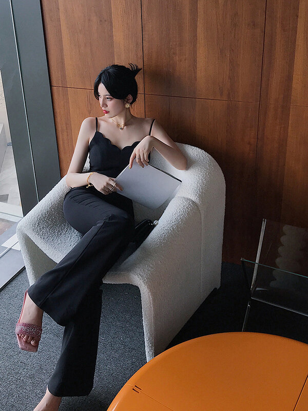 2024 Sleeveless New Jumpsuit Women's Solid Color Summer Female Thread Backless Solid Color Sexy Jumpsuit Romper Female T207