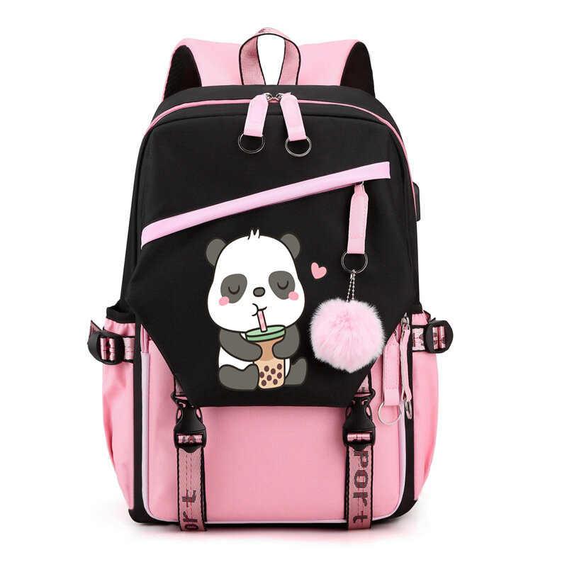 Panda Drink Boba Thee Anime Rugzak Schooltas Meisje Rugzak Voor Tiener Vrouwelijke Schooltas Primaire Vrouwen Bagpack Tiener Boekentas