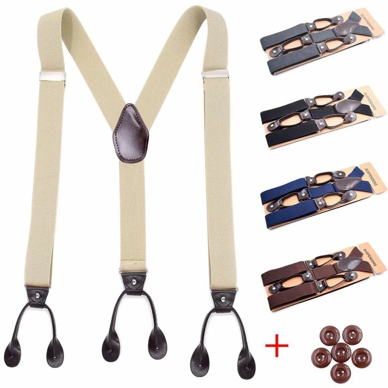Bretelles élastiques réglables en forme de Y pour hommes et femmes, bouton taillé, extrémité vintage, surintendant, ceinture, bretelles