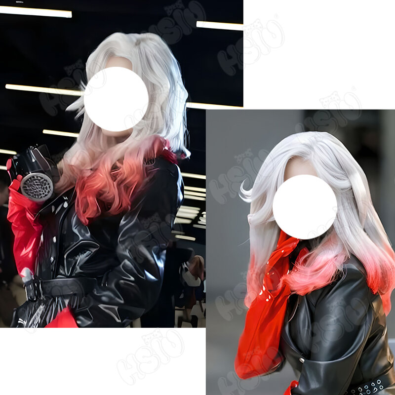 Ada Mesmer parrucca Cosplay fibra parrucca sintetica gioco identità V parrucca Cosplay milwauhsiu h55grigio gradiente rosso capelli lunghi + parrucca cap