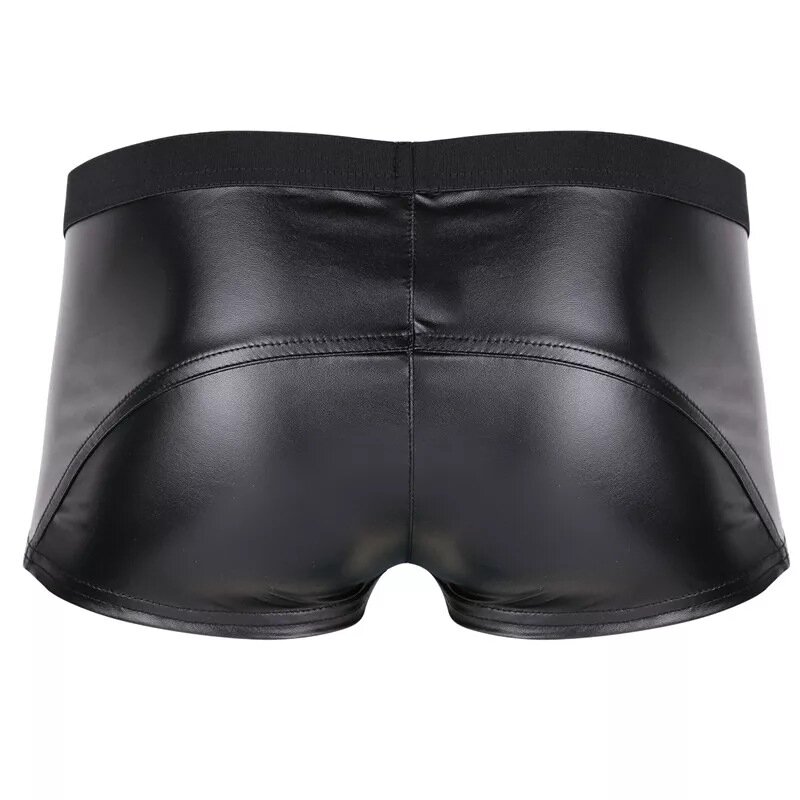 GUUOAT Sexy Brief Homosexuality Role Play Pornographic Lingerie for Men  Matte Patent Soft leather Safety Short Pants Underwear