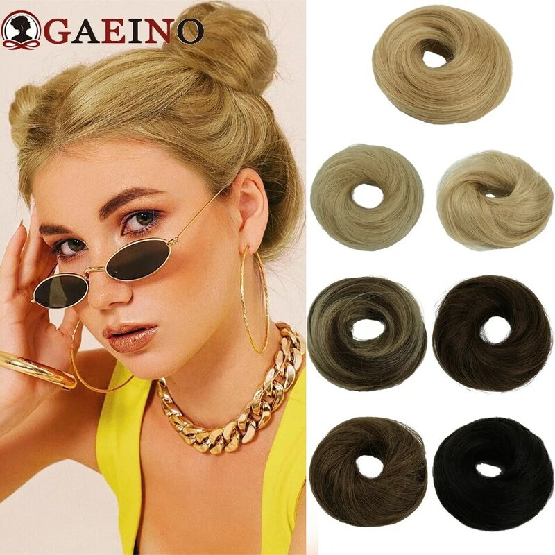 Steil Haar Knot Elegante Donut Chignon Met Elastische Rubberen Band Haarstukje Gouden Blonde Echte Human Hair Extensions Voor Vrouwen