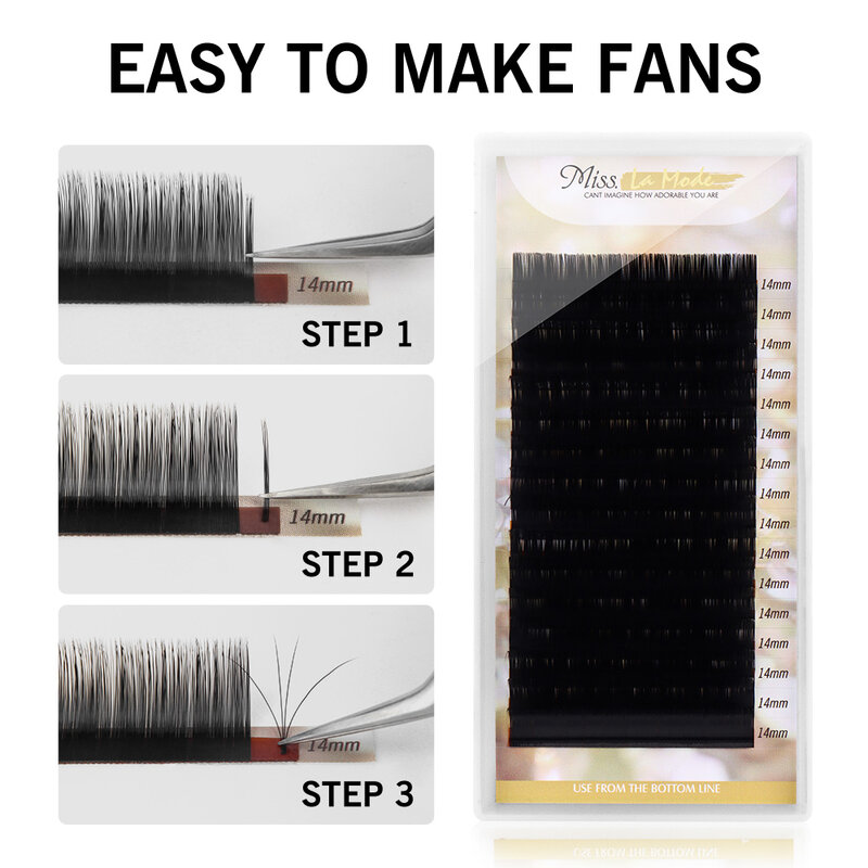 Misslamode All Size 16Rows/Tray 8-15mm Mix Individual Mink Eyelashes Extension Russian Volume Eyelashes Extension Supplies
