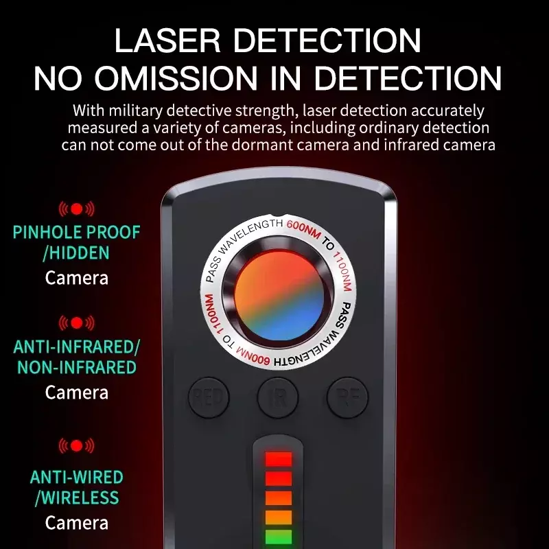 Detector de câmera infravermelha profissional Anti Spy Gadget Dispositivos de proteção de segurança Esutas telefônicas GPS, Hunter Signal