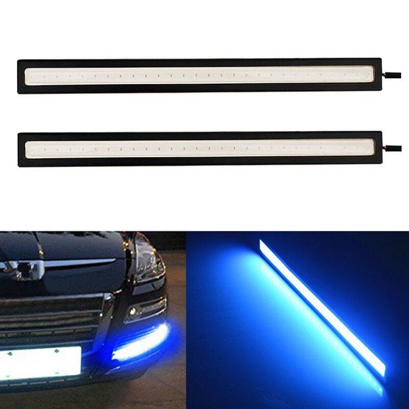 Luces LED COB impermeables para coche, lámpara de conducción antiniebla DRL, azul, 12V, 17cm, 1 unidad