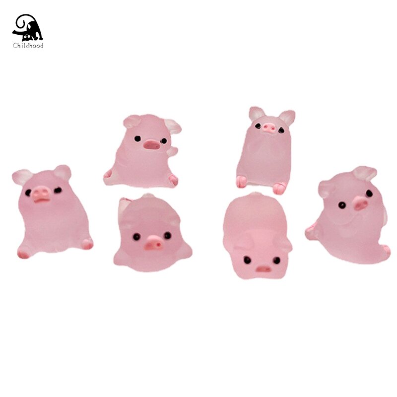 Mini Resina Pig Car Dashboard Brinquedos, Figuras Luminosas Dos Desenhos Animados, Decoração De Jardim De Casa, Enfeites De Pintainho, Presente Bonito, 2Pcs