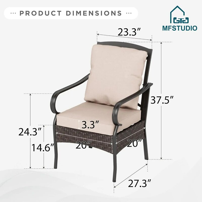 Dining Chairs,Outdoor Metal Chairs with Removable Cushions,Patio Rattan Wicker Decoration Chairs for Backyard,Balcony,Garden