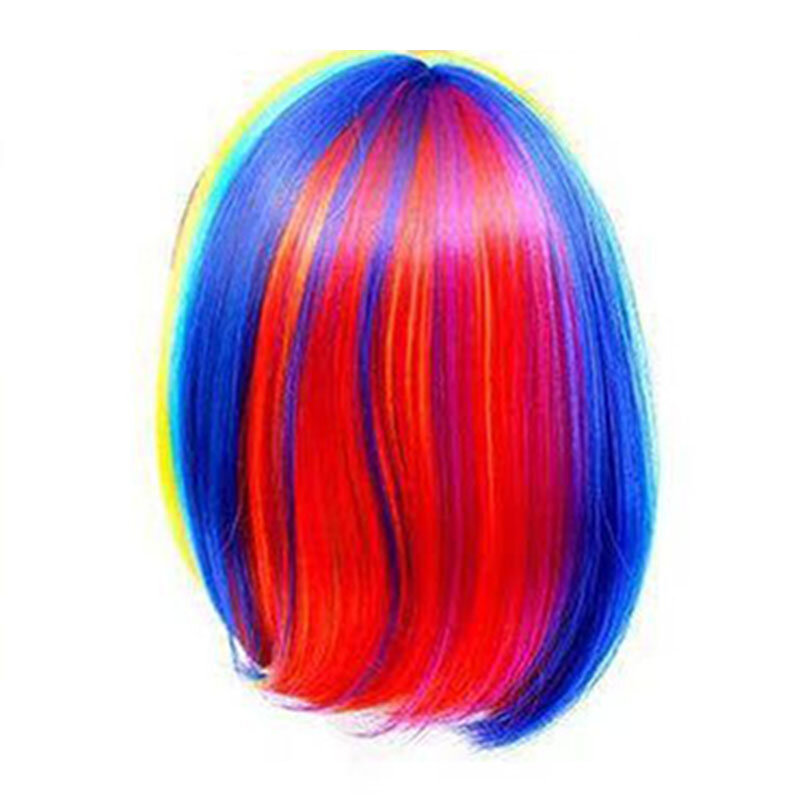 Halloween rainbow anime wig colorful waves short hair non-mainstream funny headband Synthetic Wigs Pelucas Hair Daily Party Use