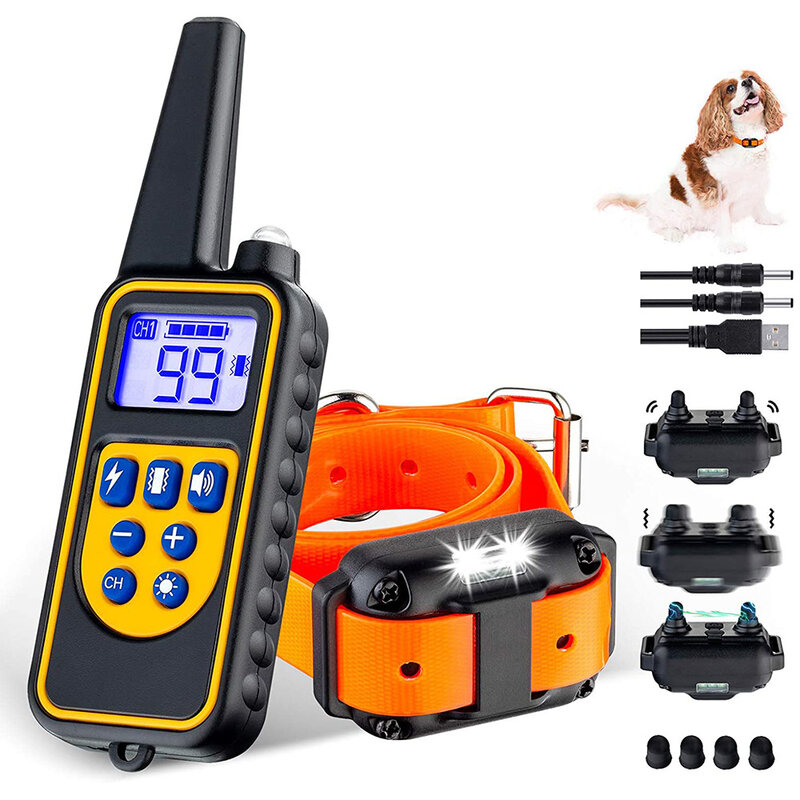 Electric Pet Dog Training Collar Shock Training Collar Electronic Remote Control Waterproof Rechargeable