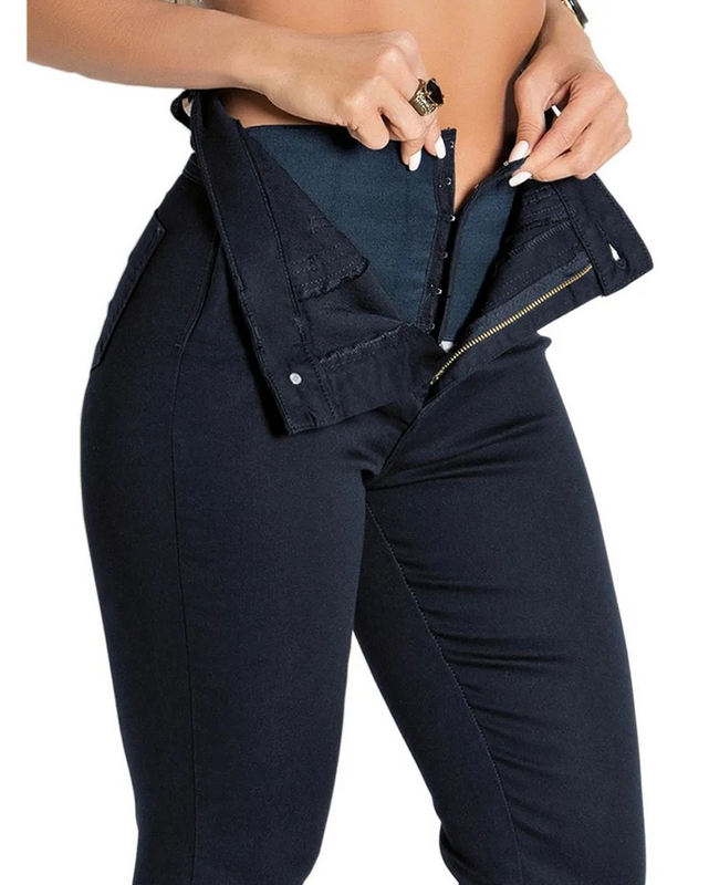 Jean Taille Haute avec Fermeture Éclair pour Femme, Vêtement Extensible, Pantalon Amincissant, Effet Lifting des Fesses