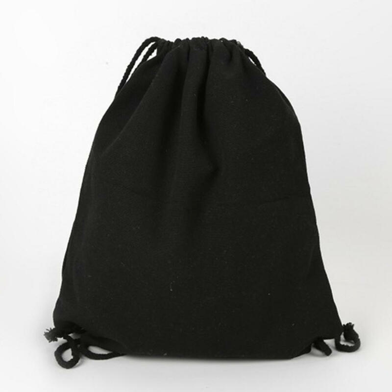 กระเป๋าผ้าใบสะพายไหล่มีเชือกผูกสำหรับนักเรียนกระเป๋ากระเป๋าเป้ช้อปปิ้งกระเป๋าผ้าฝ้ายสำหรับยิมเดินทาง