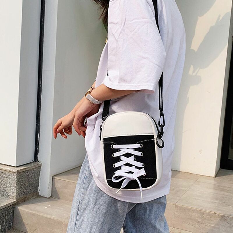 Bolso pequeño de lona con forma de zapatos para mujer, bandolera de estilo coreano con personalidad, a la moda